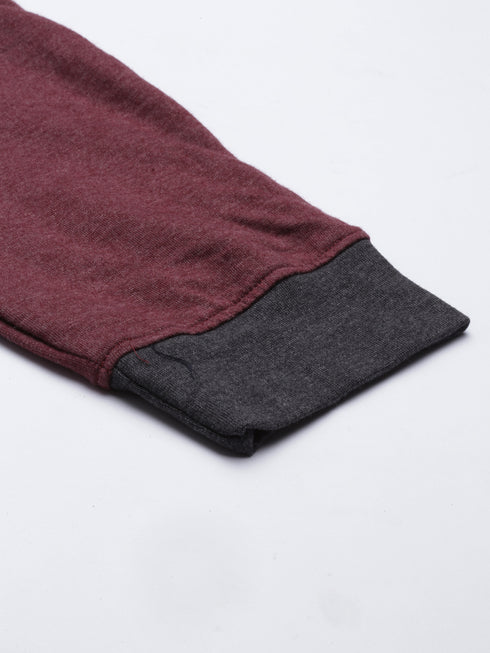 Charcoal & Maroon Solid Lounge Set